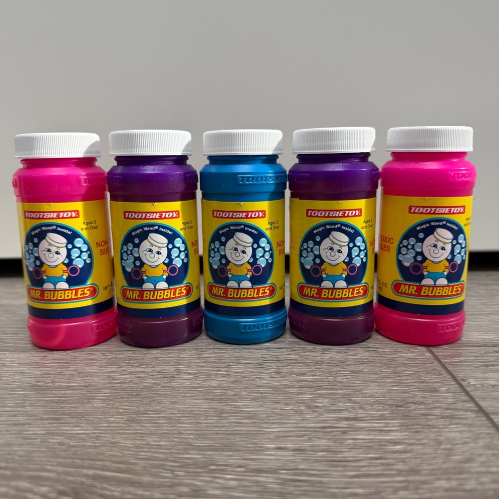 TOOTSIETOY MR. BUBBLE VINTAGE SET OF 5 1993 90S SEALED BUBBLES WITH WAND 4OZ NEW